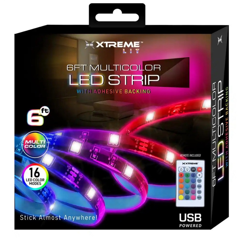 NWT XTREME 5ft Multi-color LED Light Strip self-adhesive sticker remote control
